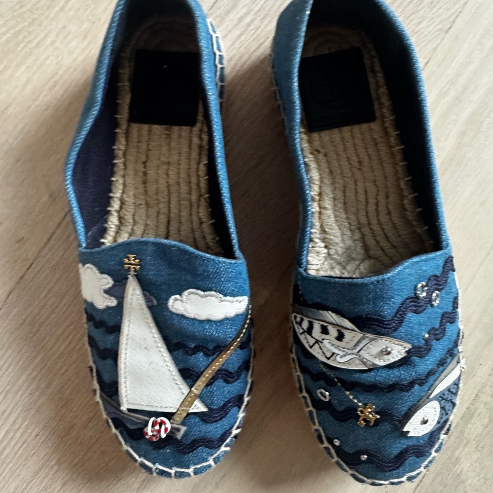 Women’s Tory Burch Denim Chambray Seaside Espadrilles 6.5 M